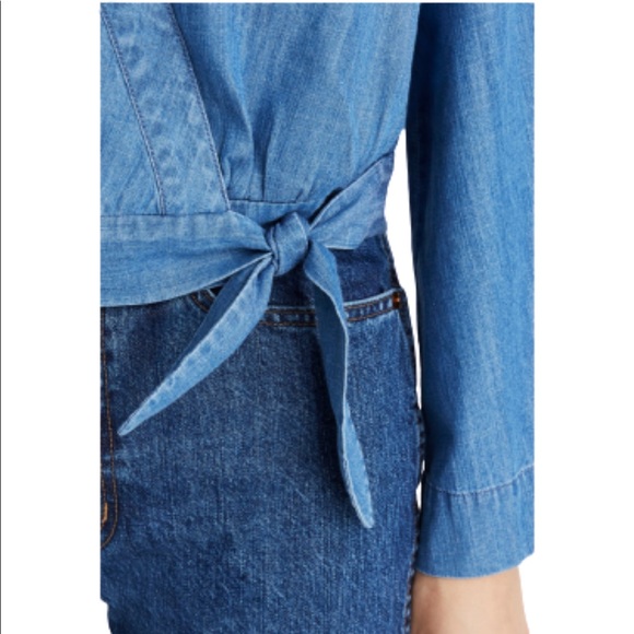 NWT Madewell Denim Bell-Sleeve Wrap Top Size M - Picture 3 of 13